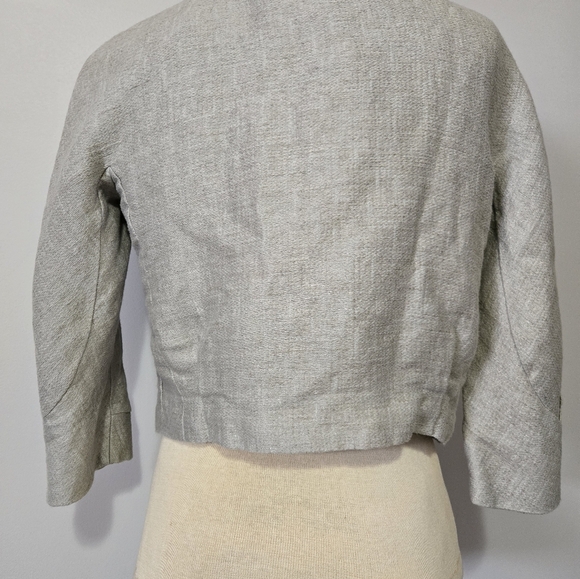 Lida Baday Light Grey Linen Cropped Jacket With Silk lining. Size 6 - Picture 6 of 14